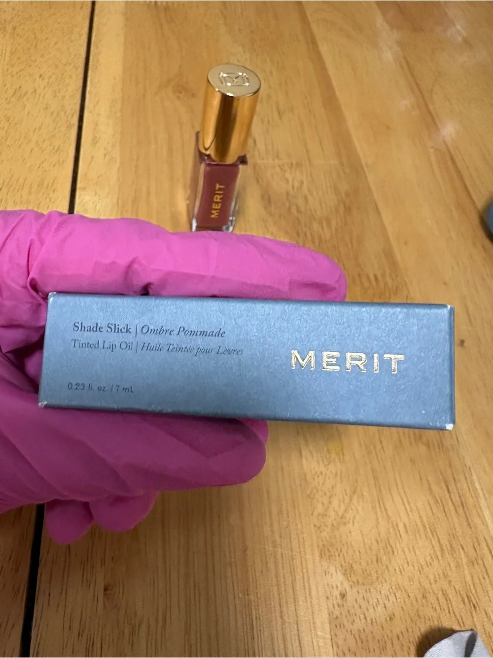 Merit Shade Slick Tinted Lip Oil in PINK BEET, full Sz 0.23oz, BNIB, AUTHENTIC